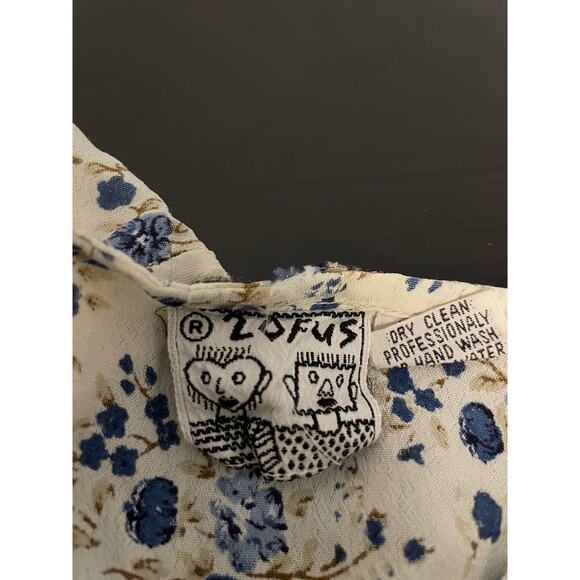 2 Of Us Dress Womens Medium Blue Floral Babydoll Short Sleeve Rayon Boho India - Picture 3 of 8